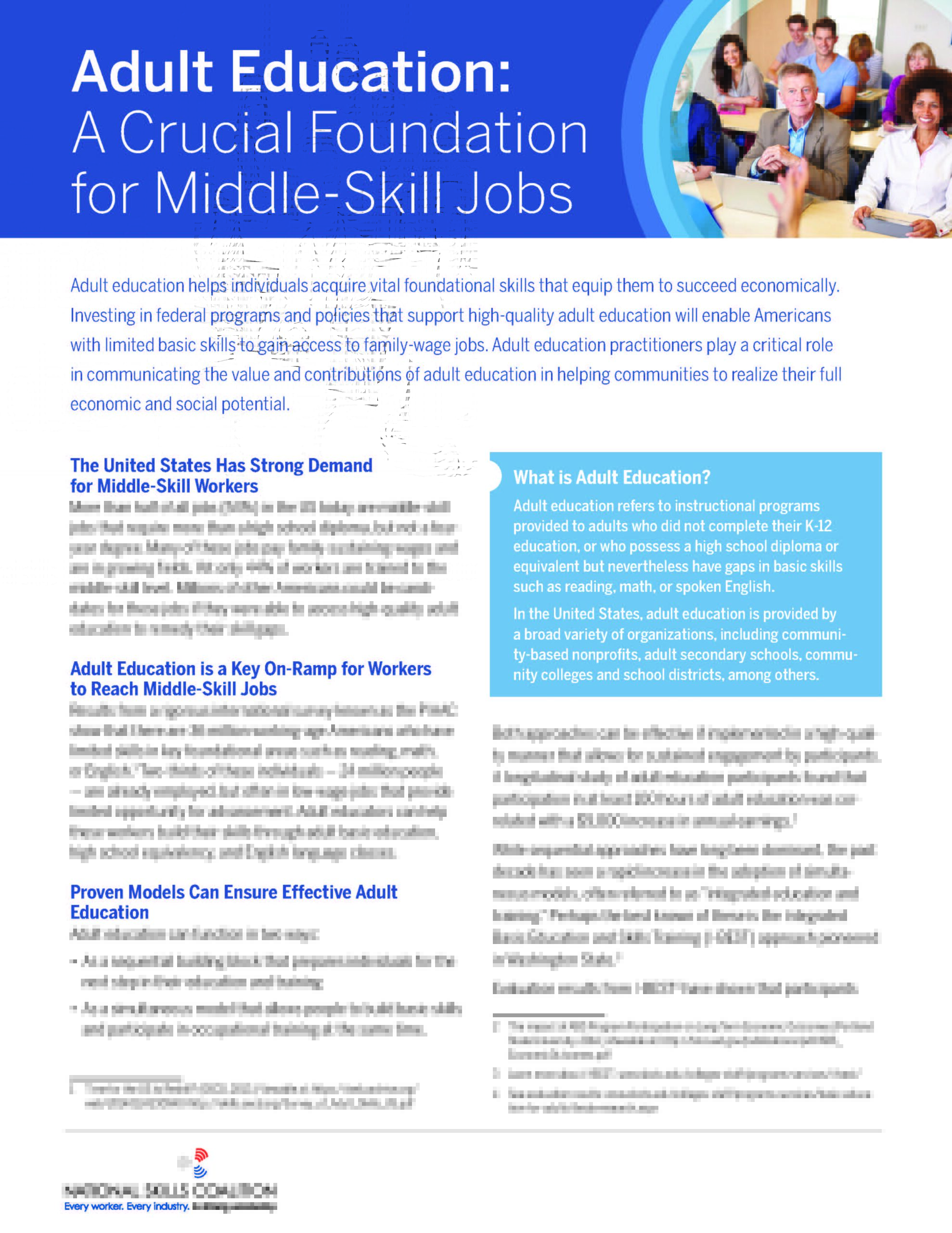 Celebrating #AEFLWeek with a New Fact Sheet on Adult Education & Middle-Skill Jobs