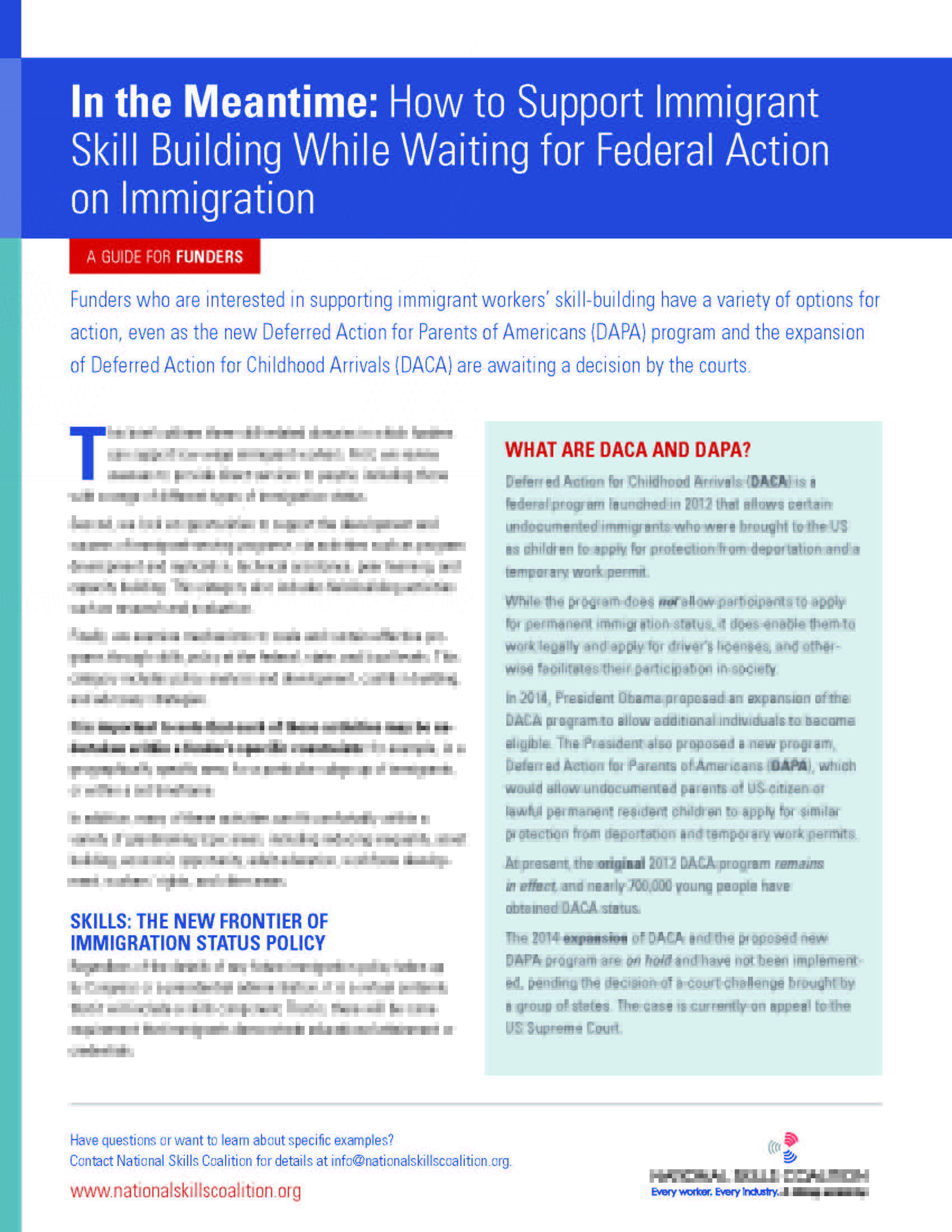 New Brief: What funders can do to support immigrant skill building