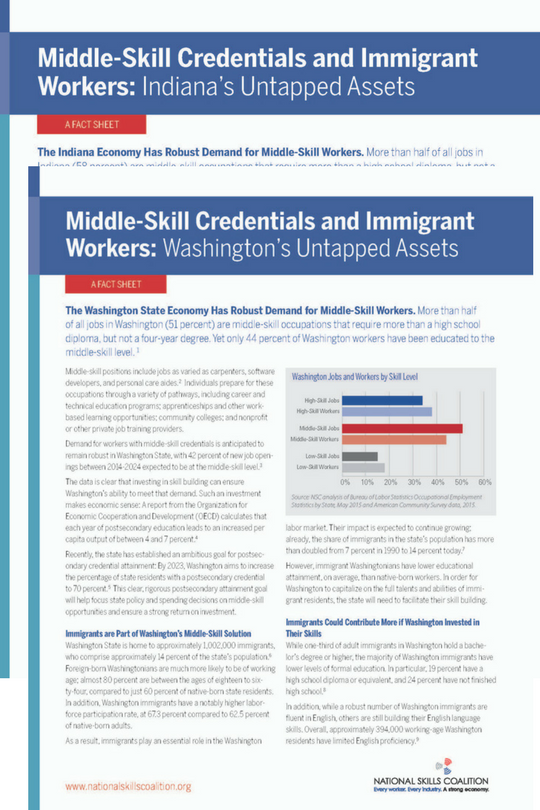 New Indiana and Washington state fact sheets: immigrants can help meet demand for middle-skill workers
