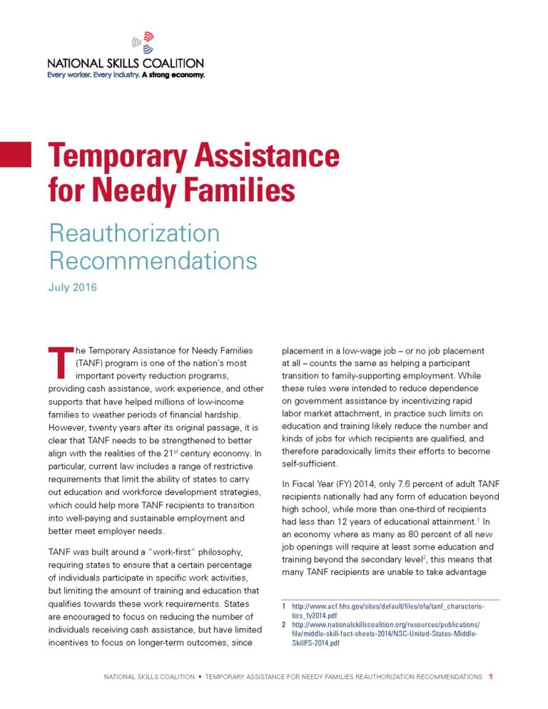 NSC releases TANF reauthorization recommendations